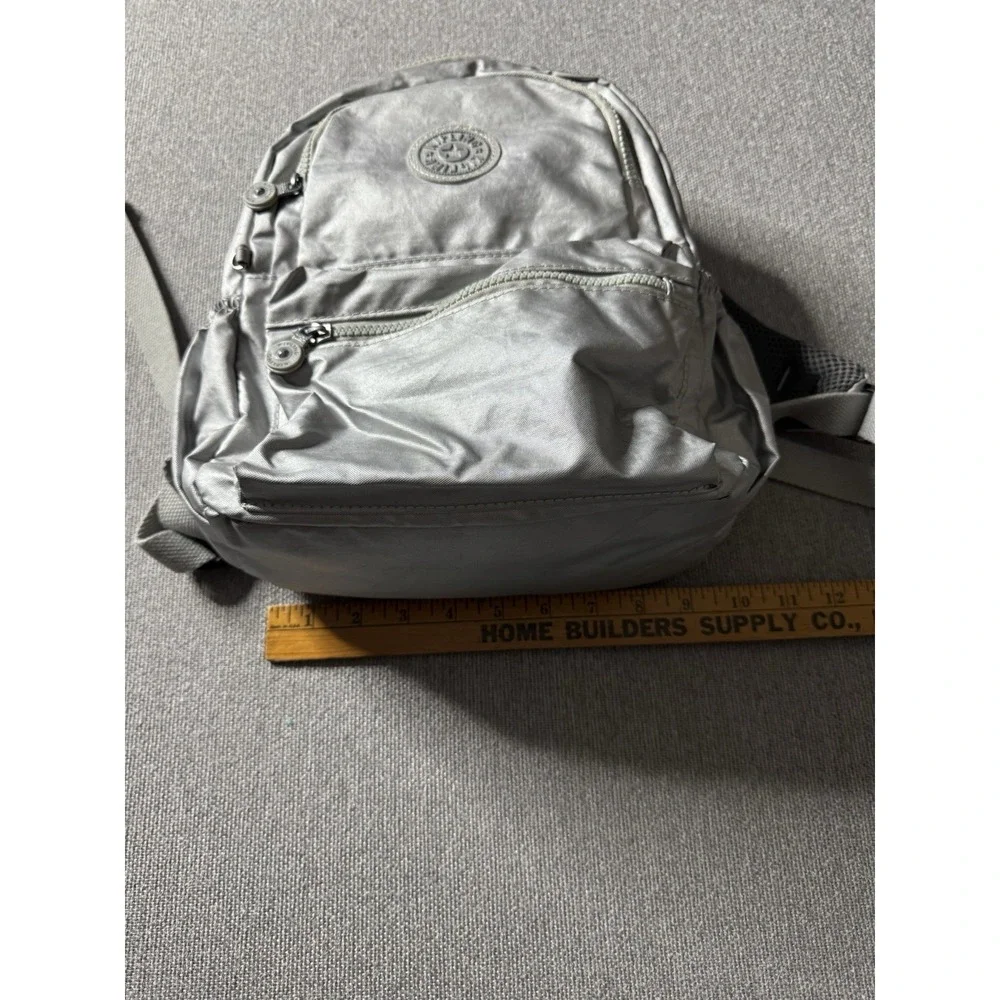 Kipling Medium Backpack Silver Metalic